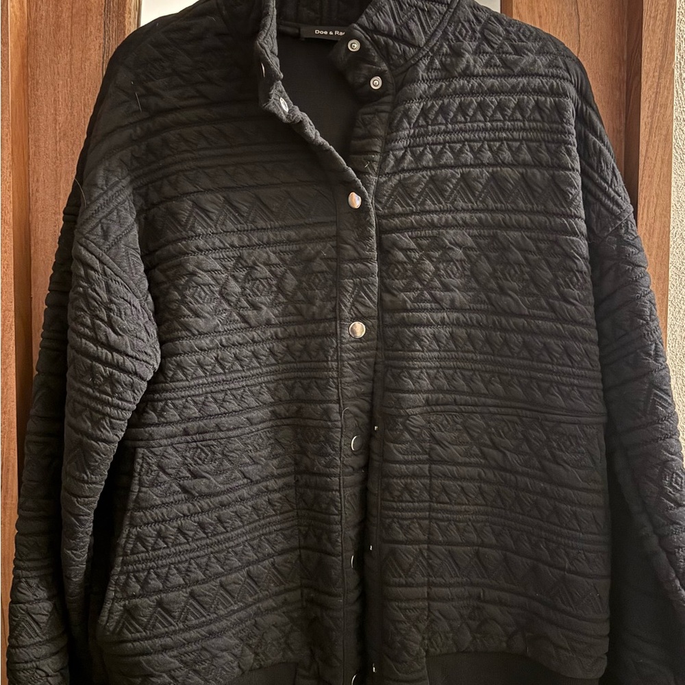 Doe & Rae - Black Quilted Button Down Shacket - Picture 2 of 4